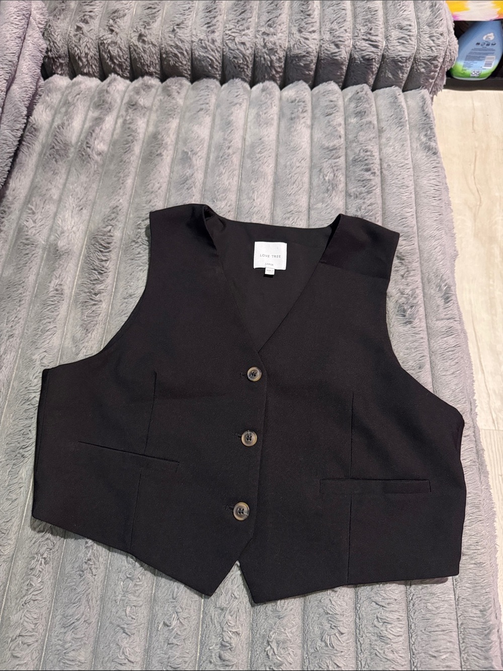 Love Tree Black Tailored Button Vest